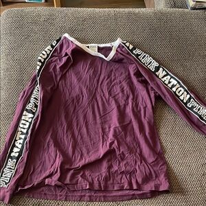 Victoria's Secret Pink Maroon Long Sleeve Shirt